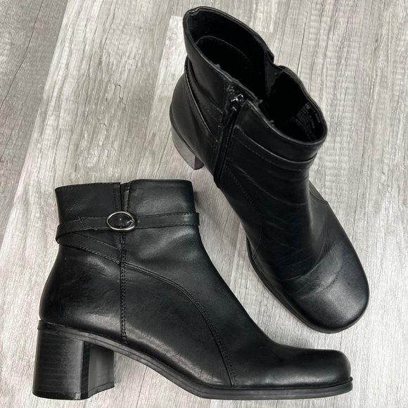Leather Black Heeled Ankle Boots Booties Croft & Barrow Size 6 - Picture 1 of 8
